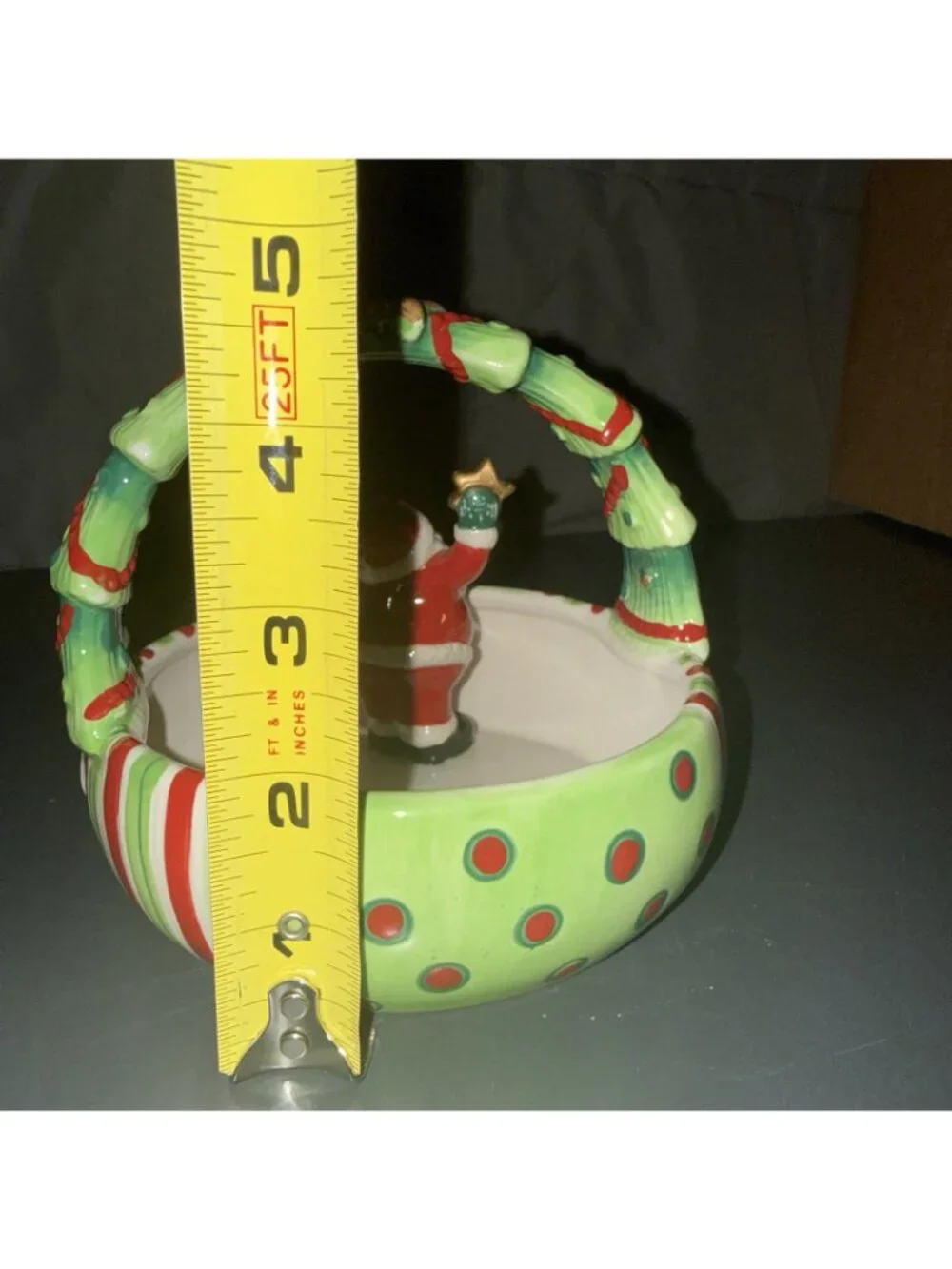 Fitz And Floyd Santa Claus Merry Christmas Basket 2006 Ceramic Candy Dish Vintag